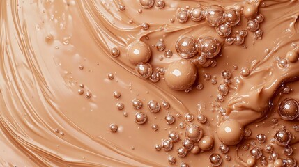 Poster - A close up of a brown substance with many small bubbles. The color of the year Mocha Mousse