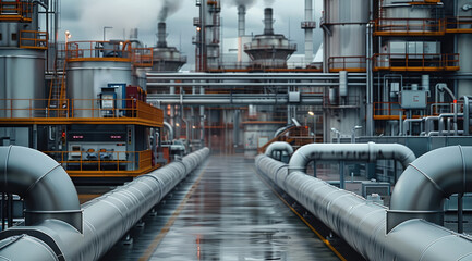 Fototapete - Factory back ground with machines. outside.