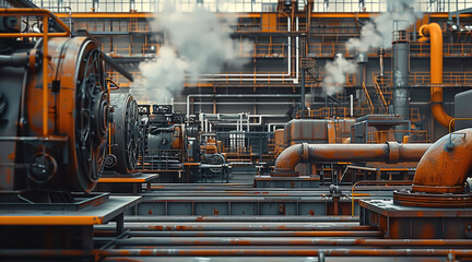 Fototapete - Factory back ground with machines. outside.