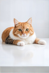 Wall Mural - cute domestic cat laying on the table