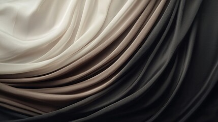 Poster - A row of different colored fabrics, including white, brown, and black. The color of the year Mocha Mousse