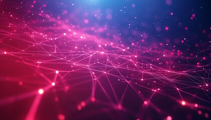Poster - Abstract technology background with illuminated fiber optic network connections, glowing lines and vibrant data streams, futuristic digital design