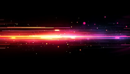 Poster - Abstract technology background with illuminated fiber optic network connections, glowing lines and vibrant data streams, futuristic digital design