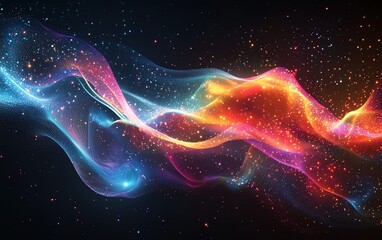 Poster - Futuristic abstract technology design with glowing fiber optic connections, illuminated data flows, and vibrant network lines, digital backdrop