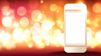 Poster - White smartphone on bokeh background.