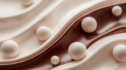 Poster - A chocolate and vanilla swirl with many small round balls. The color of the year Mocha Mousse