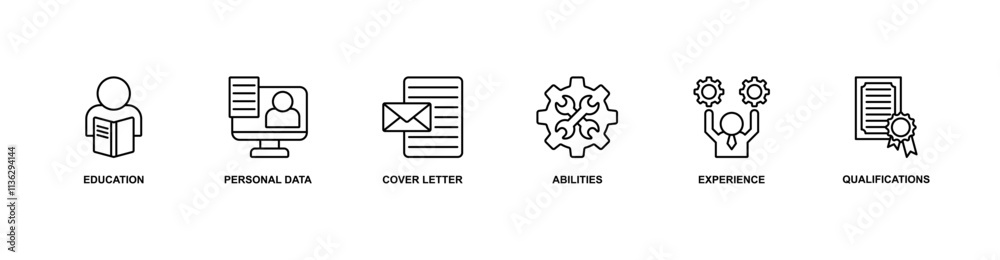 Curriculum Vitae Icon Sheet education, personal data, cover letter ...