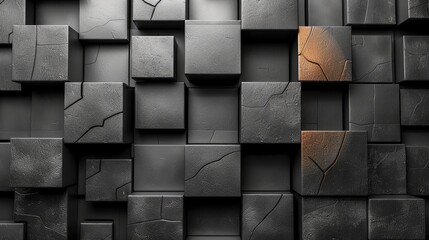 Poster - Abstract 3d render black squares geometric background design.