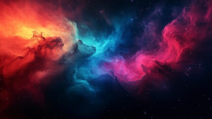 Wall Mural - Abstract space background featuring luminous nebulas and scattered galaxies. Swirling patterns of cosmic dust and glowing stars enhance the ethereal beauty.