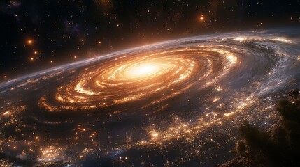 Wall Mural - Stunning abstract cosmos showcasing glowing nebulas and spiral galaxies in the vast expanse of space. A dreamy background filled with vibrant cosmic hues.