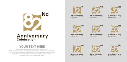  Anniversary logo set vector design, brown color for celebration event
