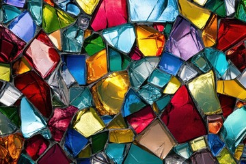 Poster - Colorful mosaic texture created from various pieces of glass displaying vibrant patterns