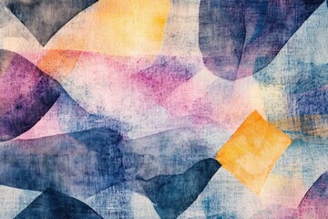 Poster - Abstract textile texture featuring colorful watercolor drawings with soft shapes
