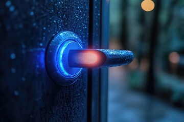 Poster - Cutting-edge security technology with a woman using her fingerprint for access