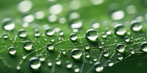 Spider dew web connection trap in morning raining drops decorative background view