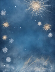 Wall Mural - stars and snowflakes - abstract light blue background - Generative AI
