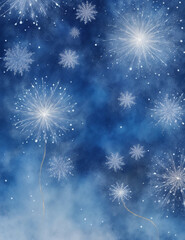 Wall Mural - christmas background with snowflakes and stars - abstract light blue background - Generative AI