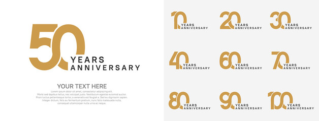 Wall Mural - Anniversary logo set vector design, brown color for celebration event