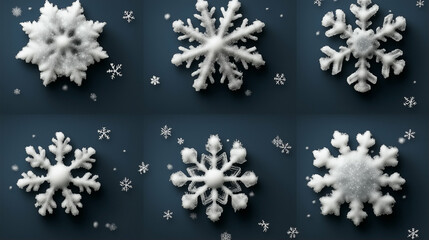 Poster - Snowflakes in winter with detailed patterns and textures for seasonal decor