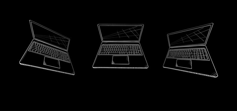 Open laptop sketch showing keyboard and trackpad_5