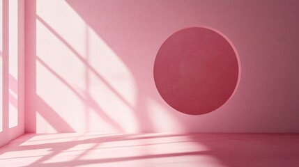 Poster - Pink room with circle and window light creating shadows