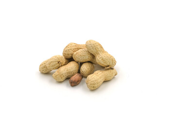 Wall Mural - Peanuts on white background. High protein food. Contains many minerals.