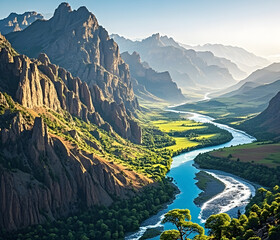 Wall Mural - landscape with lake