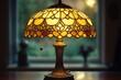 © Victor Bertrand - An elegant Tiffany-style lamp glows softly, casting intricate patterns of warm light across a cozy room, evoking a sense of nostalgia and comfort.