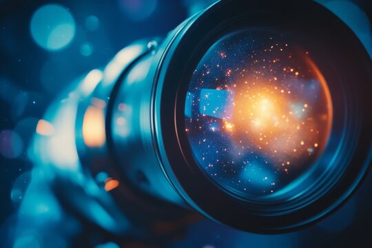 A telescope lens captures the mesmerizing beauty of a starry galaxy, full of cosmic wonder and infinite possibilities within the universe.