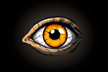 Aufkleber - A pixel art eye with vibrant colors, blinking slowly in a retro-style animation, set against a dark background