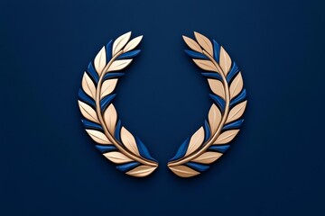 Poster - An abstract representation of a laurel wreath, a universal symbol of excellence, drawn with smooth, simple curves and soft gradients