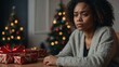 © Анастасия Макевич - Sad african American woman in Christmas