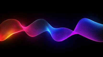 Aufkleber - Abstract digital art featuring flowing neon lines in vivid colors, glowing brilliantly against a dark backdrop.