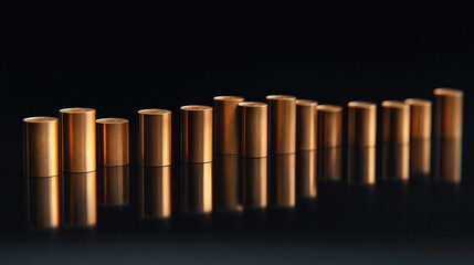 Poster - Metallic Cylinders Arranged in a Gradient Pattern on a Dark Surface