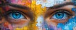 © Itsaree  - Puzzle art with colorful face, vibrant puzzle pieces covering the face, blue eyes, creative concept, human emotions, dynamic and intricate design