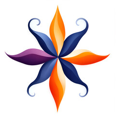 Aufkleber - A vibrant, abstract floral design featuring swirling shapes in orange, purple, and blue tones.