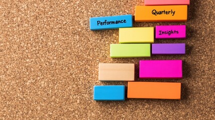 Poster - Colorful Blocks Representing Insights and Performance on Cork Board