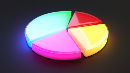 Poster - Colorful glowing pie chart segments on dark background
