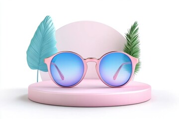Aufkleber - A bold icon of round eyeglasses, designed with a simple, abstract outline and soft gradients, on a white background