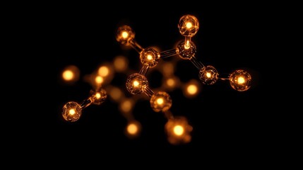 Poster - Abstract depiction of glowing molecular structure in dark backdrop