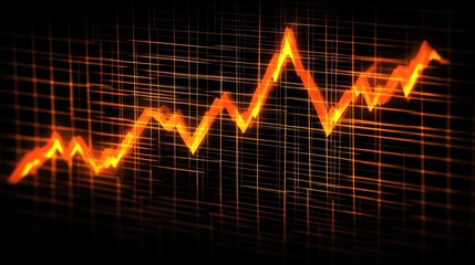 Poster - Dynamic Orange Graph Showing Data Trends and Growth Increase Visual