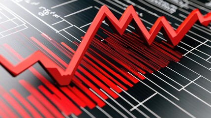 Poster - Dynamic Financial Chart with Red Trend Line on Abstract Background