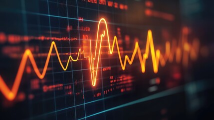 Poster - Abstract Digital Waveform with Vibrant Orange and Blue Colors