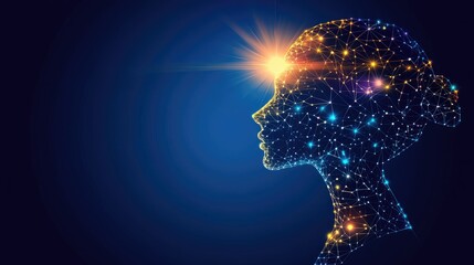 Poster - Abstract Concept of Human Mind and Consciousness with Light Effects