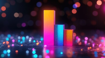 Poster - Vibrant Bar Graph with Colorful Bokeh Background for Data Visualizations