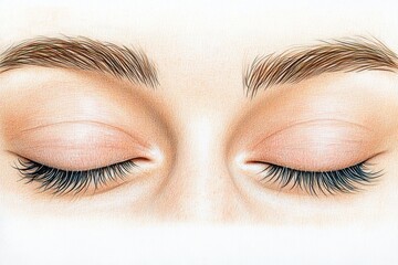 Poster - A serene depiction of closed eyes, framed by thick lashes, with light and shadow playing on the lids