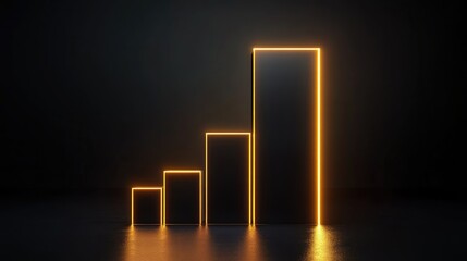 Poster - Modern Neon Bar Graph Design with Glowing Elements in Dark Space