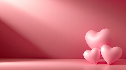 Poster - Soft Pink Hearts on a Gentle Pink Background with Dramatic Lighting