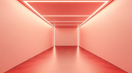Poster - Minimalist Interior with Pink Neon Lights and Smooth Floor Design
