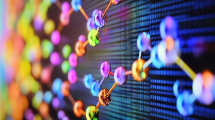 Poster - Colorful Molecular Structure on Digital Background for Science Concept
